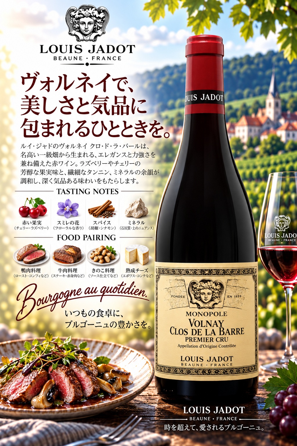 ルイ・ジャド ヴォルネイ プルミエ・クリュ クロ・ド・ラ・バール モノポール 2022 750ml Volnay 1er Cru Clos de La Barre Monopole