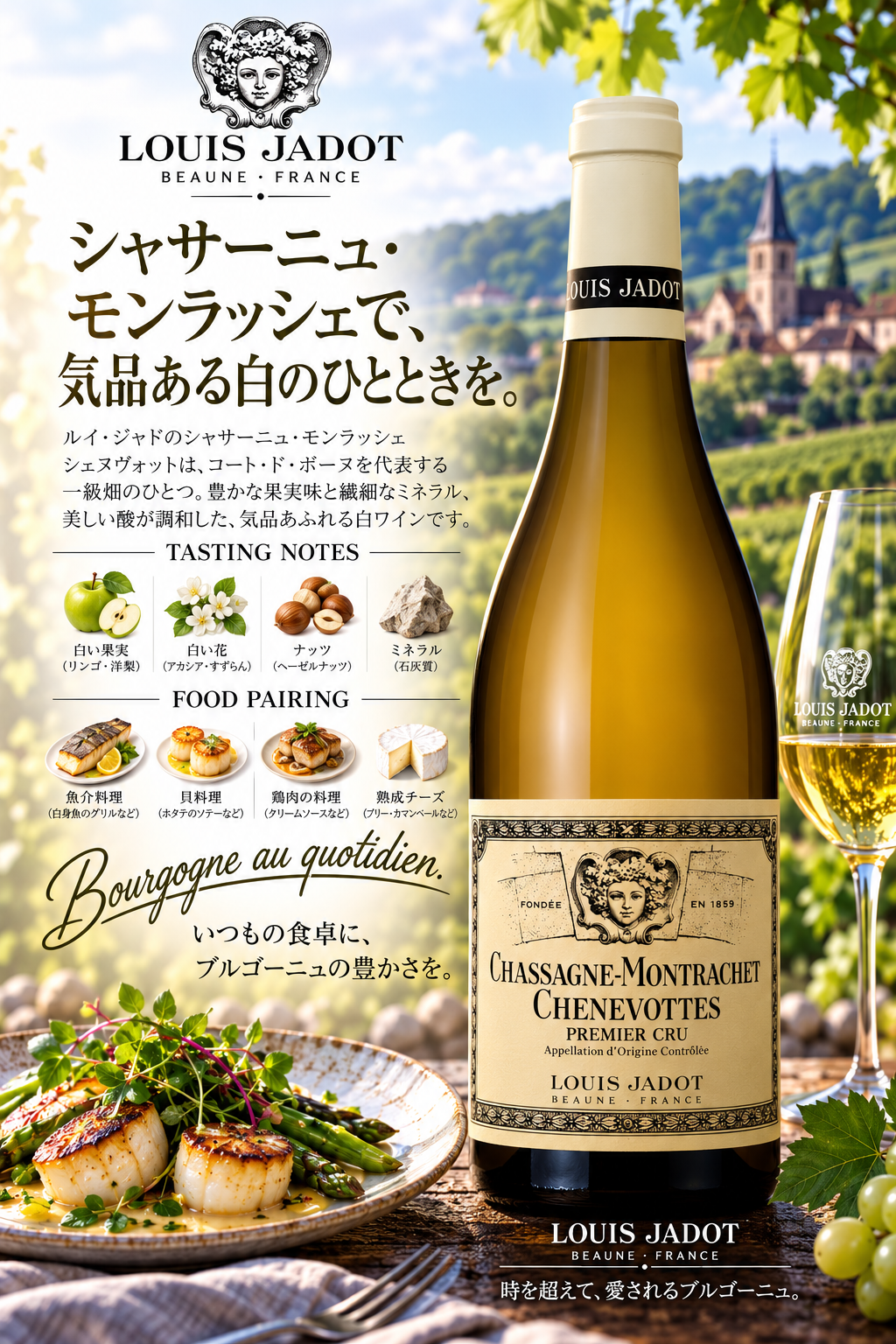 ルイ・ジャド シャサーニュ・モンラッシェ プルミエ・クリュ シュヌヴォット 2023 750ml Chassagne-Montrachet 1er Cru Chenevottes