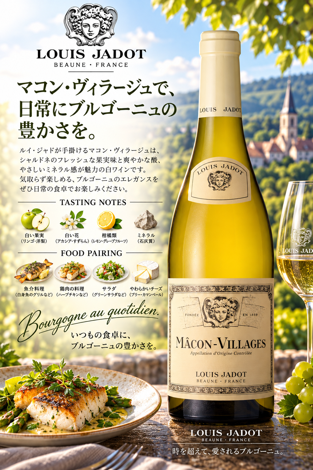 ルイ・ジャド　【小売店専用】マコン・ヴィラージュ　２０２４　７５０ｍｌ Macon Villages