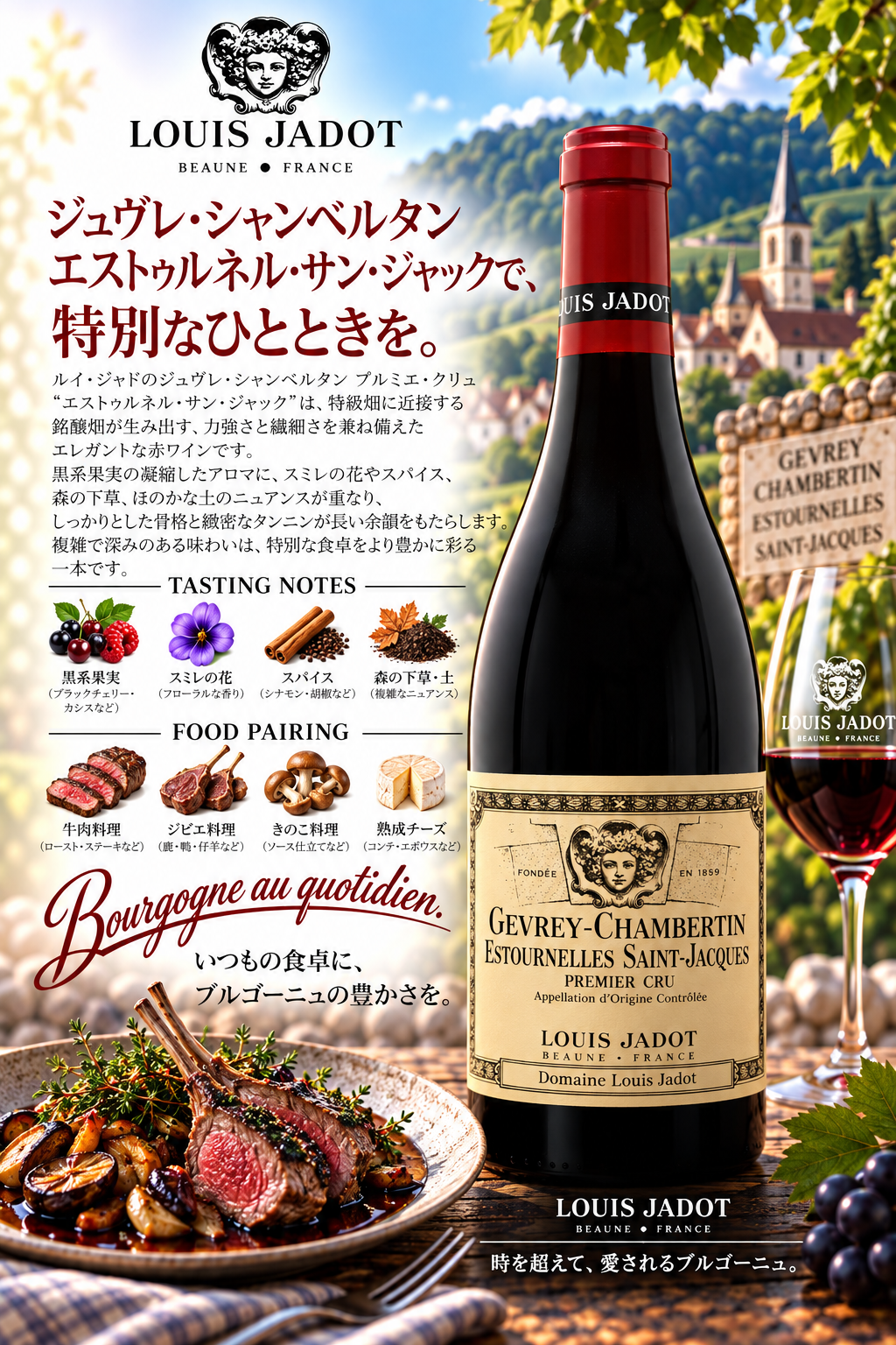 ルイ・ジャド　ジュヴレ・シャンベルタン　プルミエ・クリュ　エストゥルネル・サン・ジャック　ドメーヌ・ルイ・ジャド　２０２３　７５０ｍｌ Gevrey-Chambertin 1er Cru Estournelles Saint-Jacques Domaine Louis Jadot