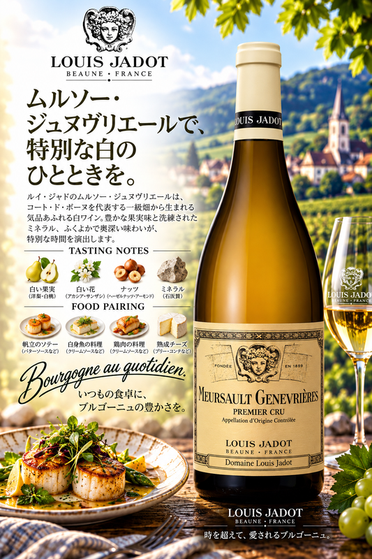 ルイ・ジャド　ムルソー　プルミエ・クリュ　ジュヌヴリエール　ドメーヌ・ルイ・ジャド　２０２３　７５０ｍｌ Meursault 1er Cru Genevrieres Domaine Louis Jadot