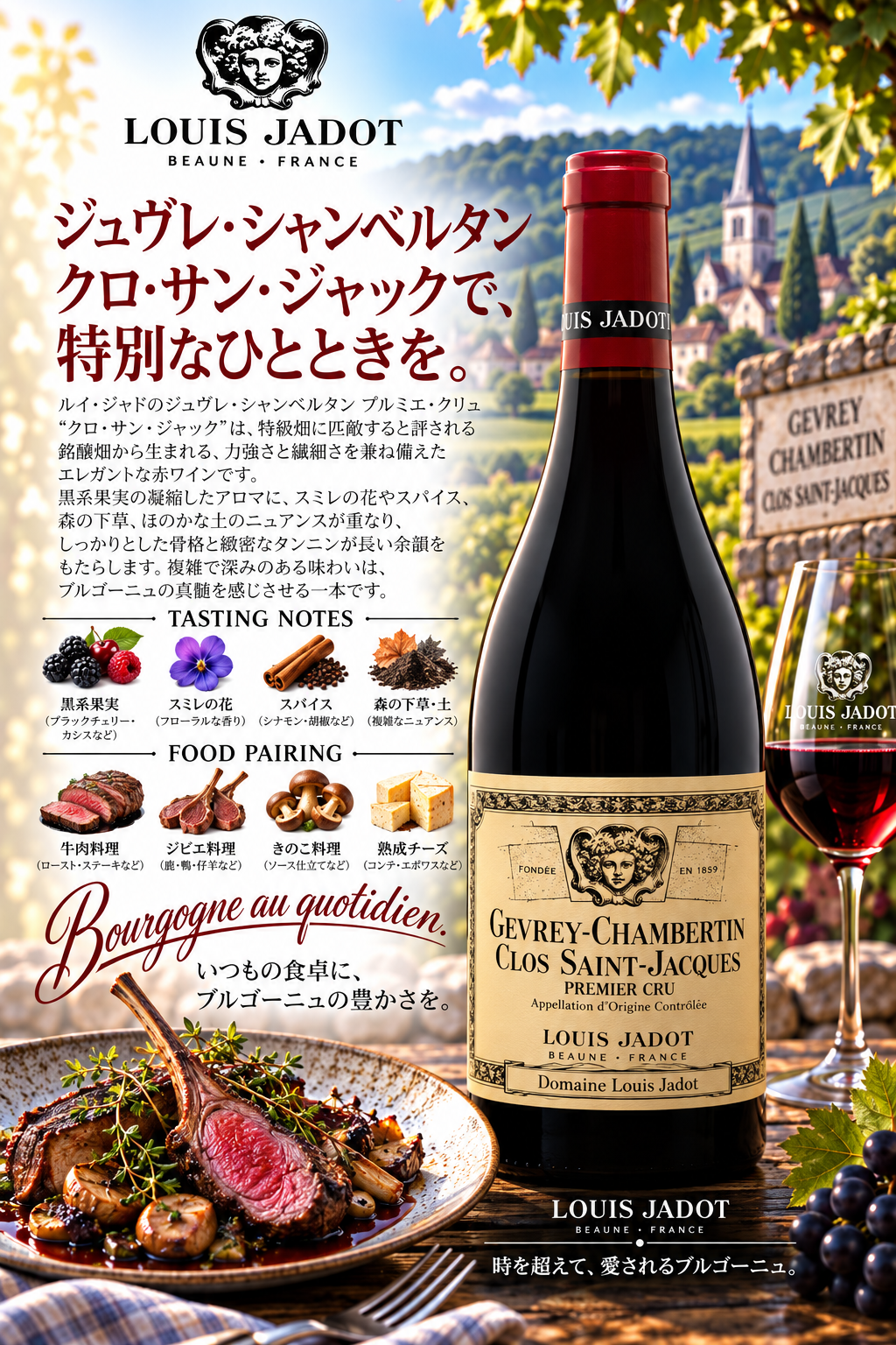 ルイ・ジャド　ジュヴレ・シャンベルタン　プルミエ・クリュ　クロ・サン・ジャック　ドメーヌ・ルイ・ジャド　２０２３　７５０ｍｌ Gevrey-Chambertin 1er Cru Clos Saint-Jacques Domaine Louis Jadot