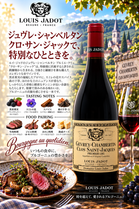 ルイ・ジャド　ジュヴレ・シャンベルタン　プルミエ・クリュ　クロ・サン・ジャック　ドメーヌ・ルイ・ジャド　２０２３　７５０ｍｌ Gevrey-Chambertin 1er Cru Clos Saint-Jacques Domaine Louis Jadot