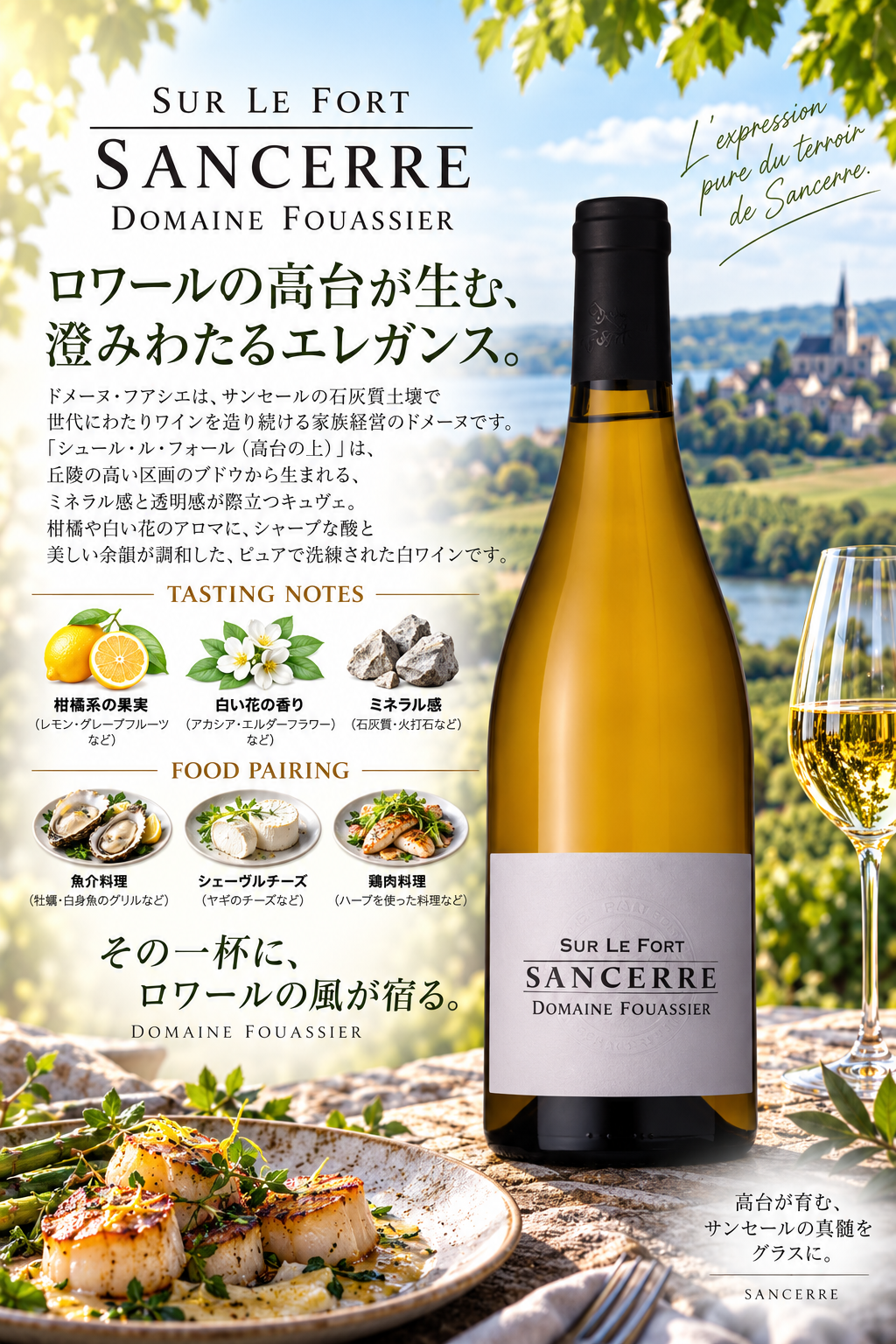 ドメーヌ・フアシエ　サンセール　シュール・ル・フォール　２０２２　７５０ｍｌ Sancerre Sur Le Fort