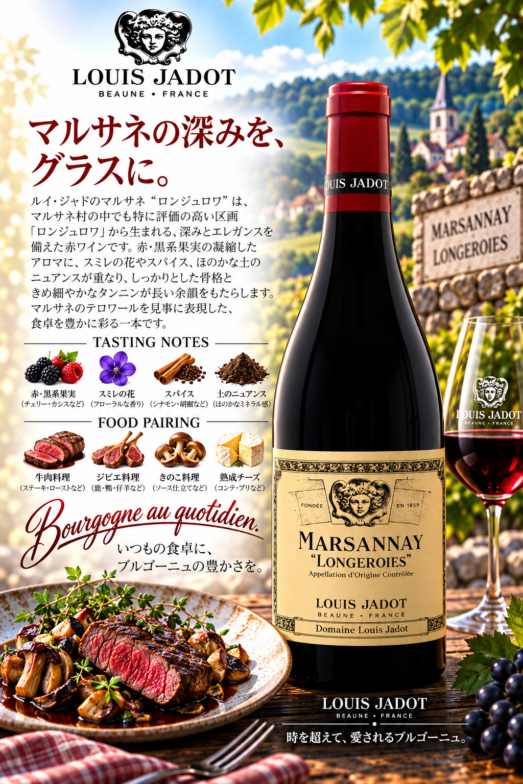 ルイ・ジャド　マルサネ　ロンジェロワ　ドメーヌ・ルイ・ジャド　２０２１　７５０ｍｌ Marsannay Rouge Longeroies Domaine Louis Jadot