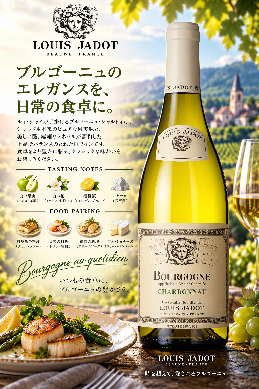 ルイ・ジャド　【小売店専用】ブルゴーニュ　シャルドネ　２０２４　７５０ｍｌ Bourgogne Chardonnay