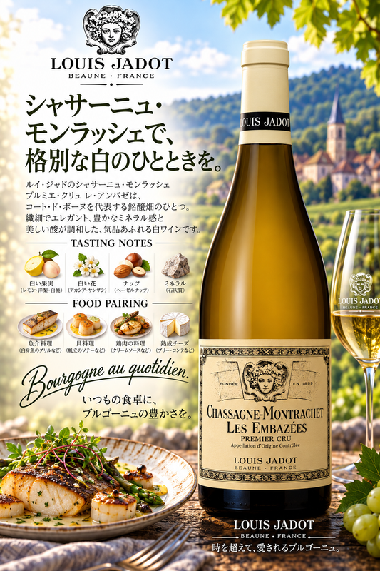 ルイ・ジャド　シャサーニュ・モンラッシェ　プルミエ・クリュ　レ・ザンハゼ　２０２２　７５０ｍｌ Chassagne-Montrachet 1er Cru Les Embazees