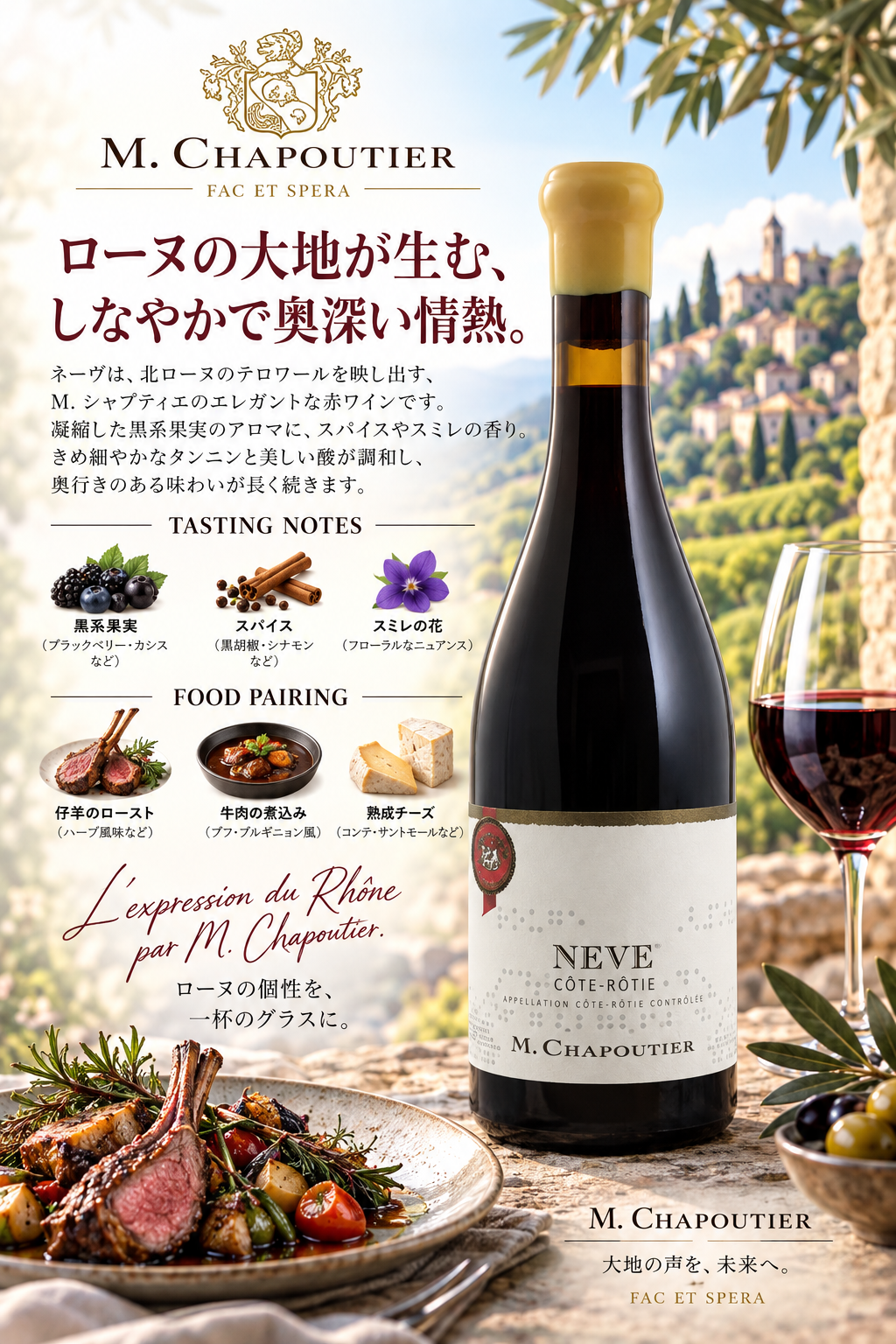 Ｍ．シャプティエ　コート・ロティ　ネーヴ　２０１９　７５０ｍｌ Cote-Rotie Neve