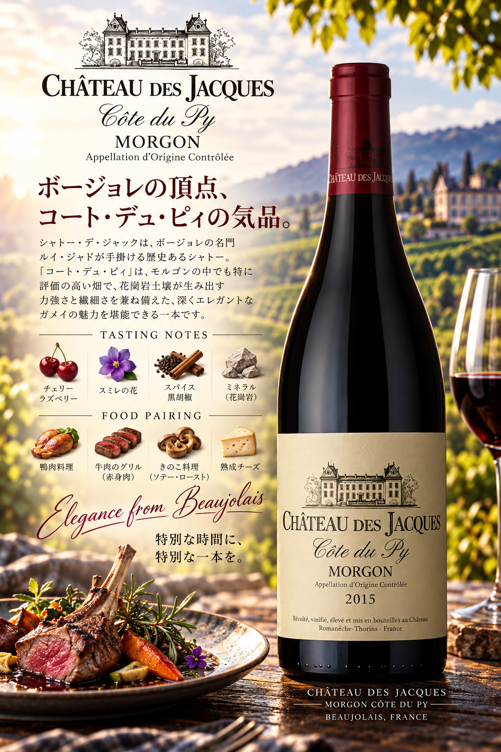 ルイ・ジャド　モルゴン・コート・デュ・ピィ　シャトー・デ・ジャック　２０１５　７５０ｍｌ Morgon Cote du Py Chateau des Jacques