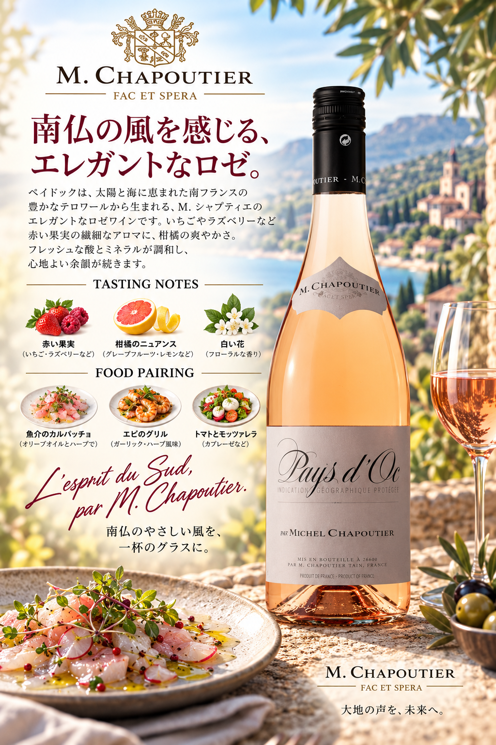 Ｍ．シャプティエ　ペイ・ドック　ロゼ　２０２５　７５０ｍｌ Pays d'Oc Rose
