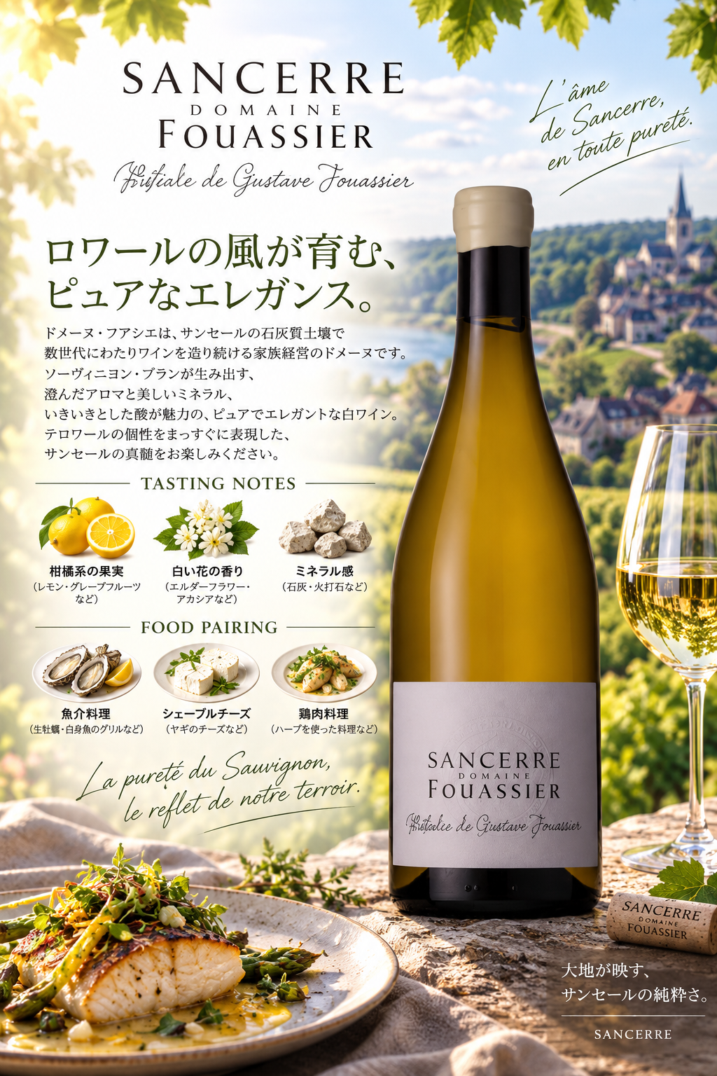 ドメーヌ・フアシエ　サンセール　メロディ・ド・ギュスターヴ・フアシエ　２０１９　７５０ｍｌ Sancerre Melodie de Gustave Fouassier