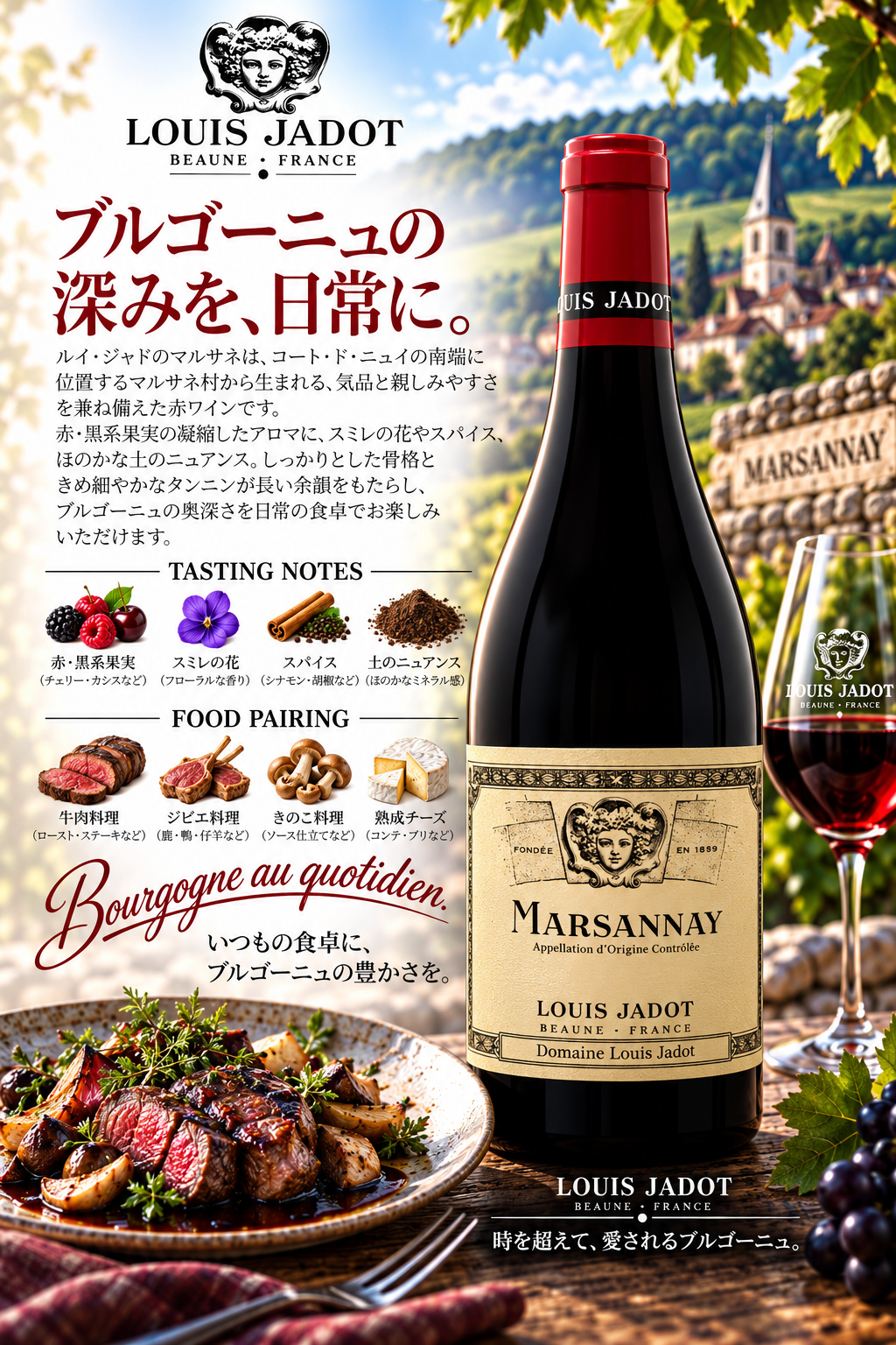 ルイ・ジャド　マルサネ　ルージュ　ドメーヌ・ルイ・ジャド　２０２３　７５０ｍｌ Marsannay Rouge Domaine Louis Jadot