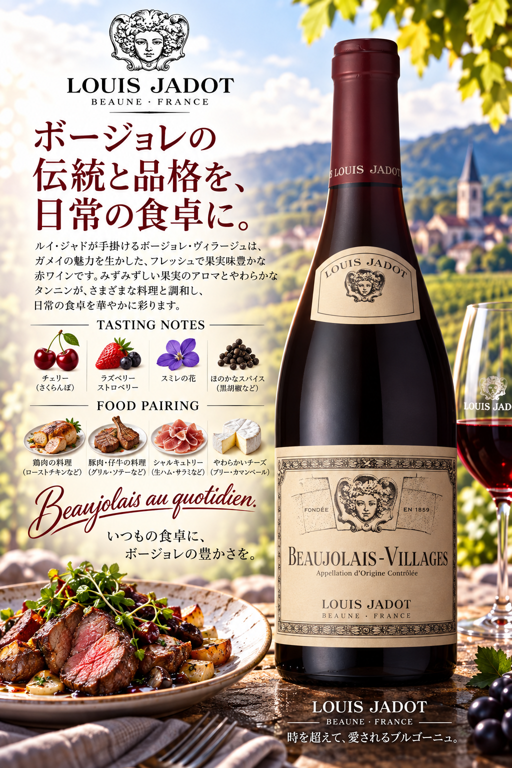 ルイ・ジャド 【小売店専用】ボージョレ・ヴィラージュ　２０２３　750ml Beaujolais-Villages