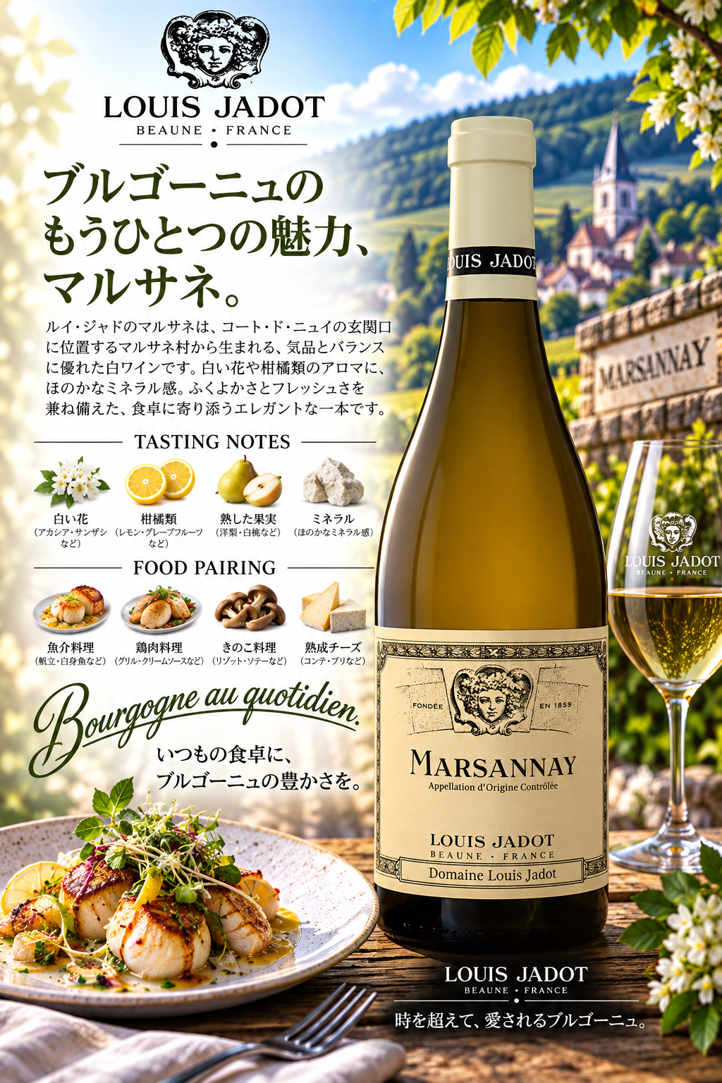 ルイ・ジャド　マルサネ　ブラン　ドメーヌ・ルイ・ジャド　２０２２　７５０ｍｌ Marsannay Blanc Domaine Louis Jadot