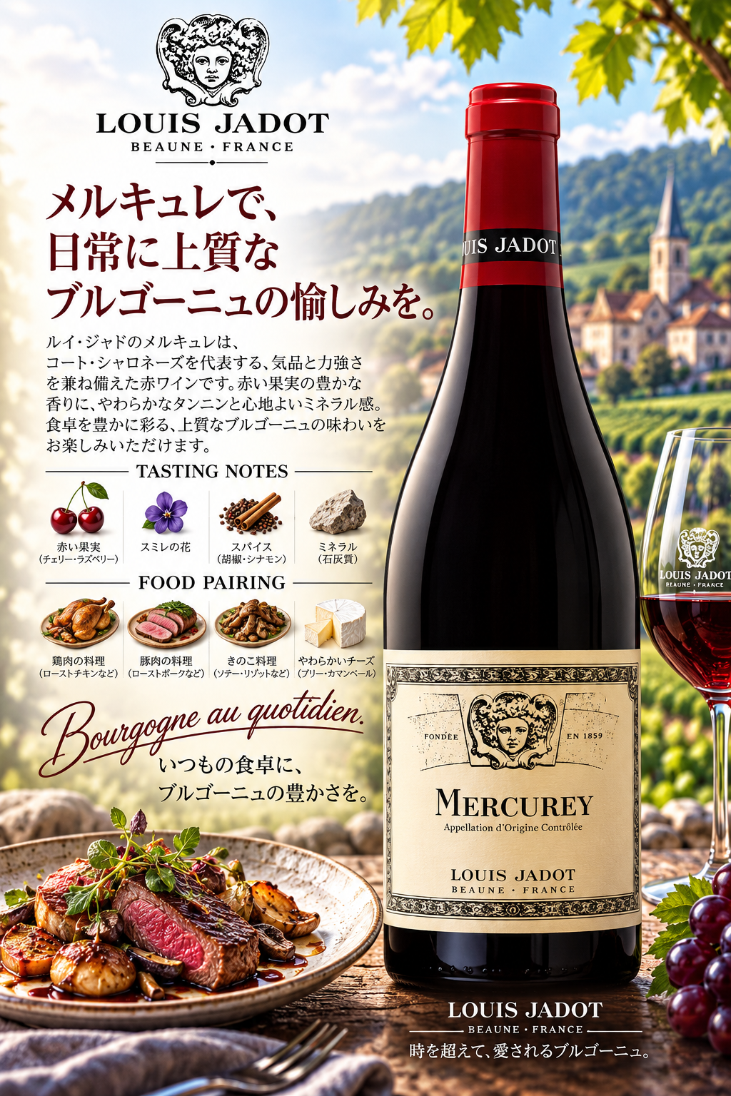 ルイ・ジャド　メルキュレー　ルージュ　２０２３　７５０ｍｌ Mercurey Rouge