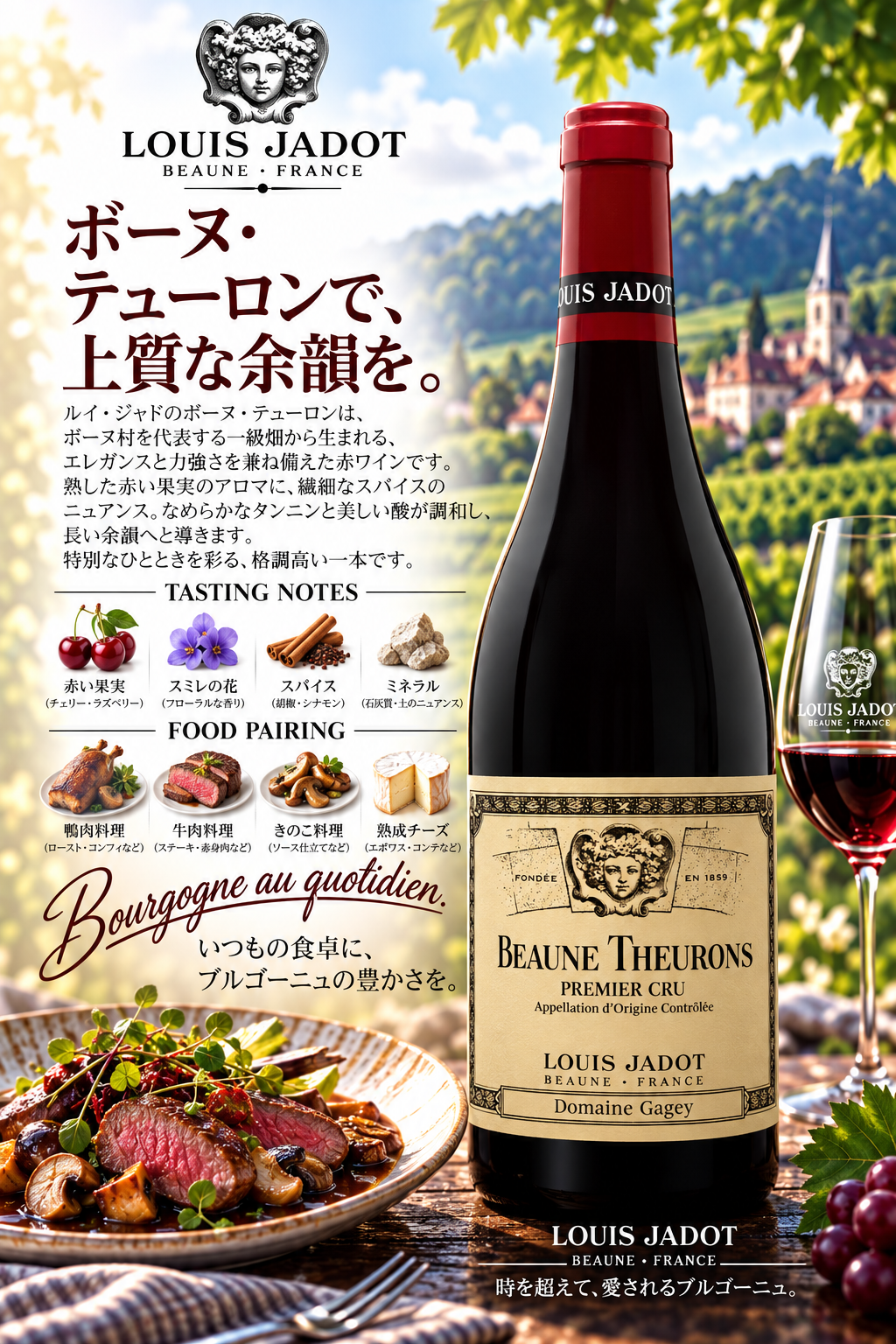 ルイ・ジャド　ボーヌ　プルミエ・クリュ　レ・トゥーロン　エリティエ・ルイ・ジャド　２０２１　７５０ｍｌ Beaune 1er Cru Les Theurons Heritiers Louis Jadot