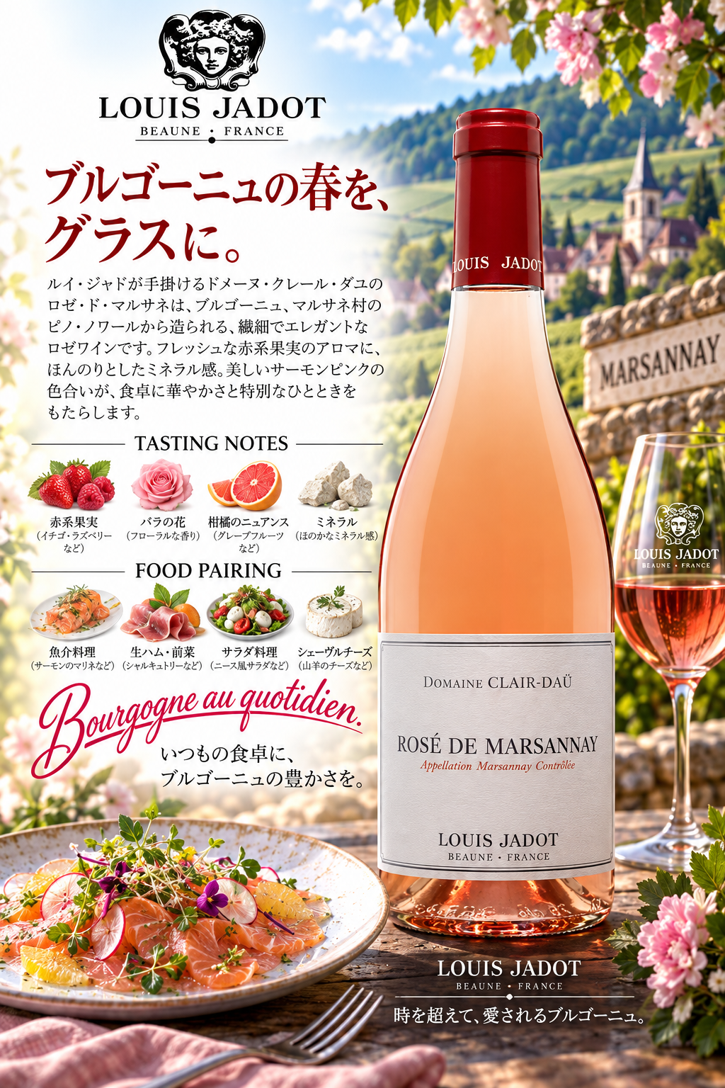 ルイ・ジャド　ロゼ・ド・マルサネ　ドメーヌ・クレール・ダユ　２０２３　７５０ｍｌ Rose de Marsannay Domaine Clair Dau