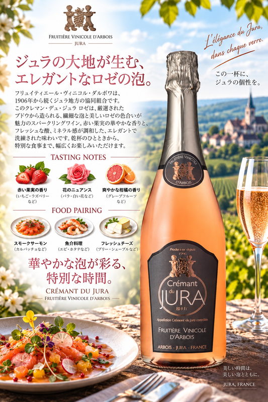 フリュイティエール・ヴィニコル・ダルボワ　クレマン・デュ・ジュラ　ブリュット　ロゼ　７５０ｍｌ Cremant du Jura Brut Rose