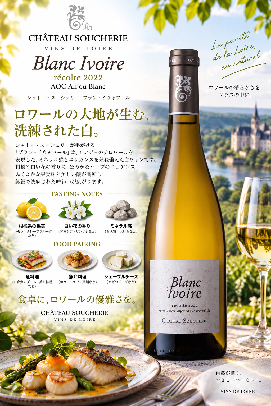 シャトー・スーシュリー　アンジュー・ブラン　ブラン・イヴォワール　２０２２　７５０ｍｌ Anjou Blanc Blanc Ivoire