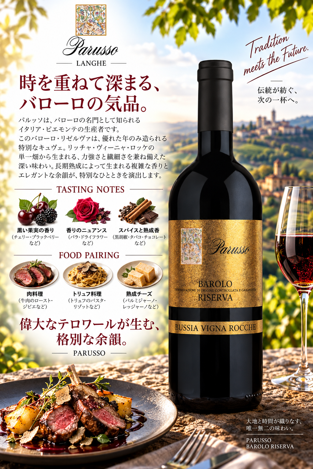 パルッソ　バローロ　ブッシア　リゼルヴァ　ヴィーニャ・ロッケ　２０１５　７５０ｍｌ Barolo Bussia Riserva Vigna Rocche