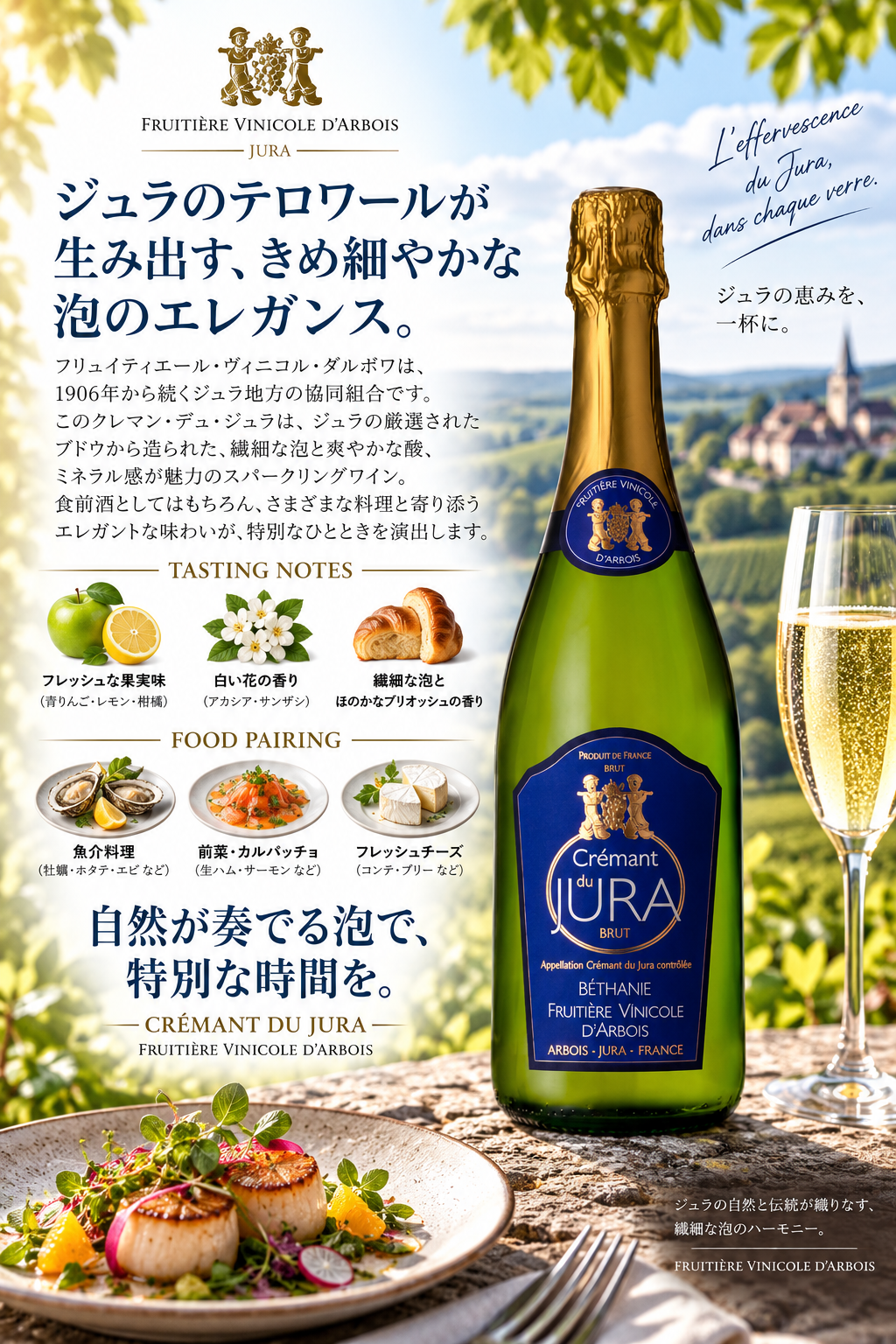 フリュイティエール・ヴィニコル・ダルボワ　クレマン・デュ・ジュラ　ベタニー　７５０ｍｌ Cremant du Jura Brut Bethanie