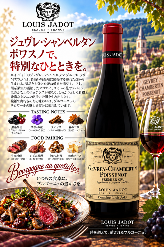 ルイ・ジャド　ジュヴレ・シャンベルタン　プルミエ・クリュ　ポワスノ　ドメーヌ・ルイ・ジャド　２０２２　７５０ｍｌ Gevrey-Chambertin 1er Cru Poissenot Domaine Louis Jadot