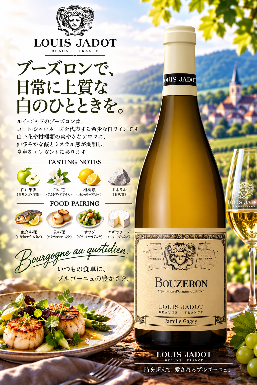 ルイ・ジャド　ブーズロン　ファミーユ・ガジェ　２０２３　７５０ｍｌ Bouzeron Famille Gagey