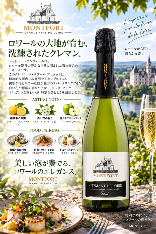 シャトー・ド・モンフォール　クレマン・ド・ロワール　ブリュット　７５０ｍｌ Cremant de Loire Brut