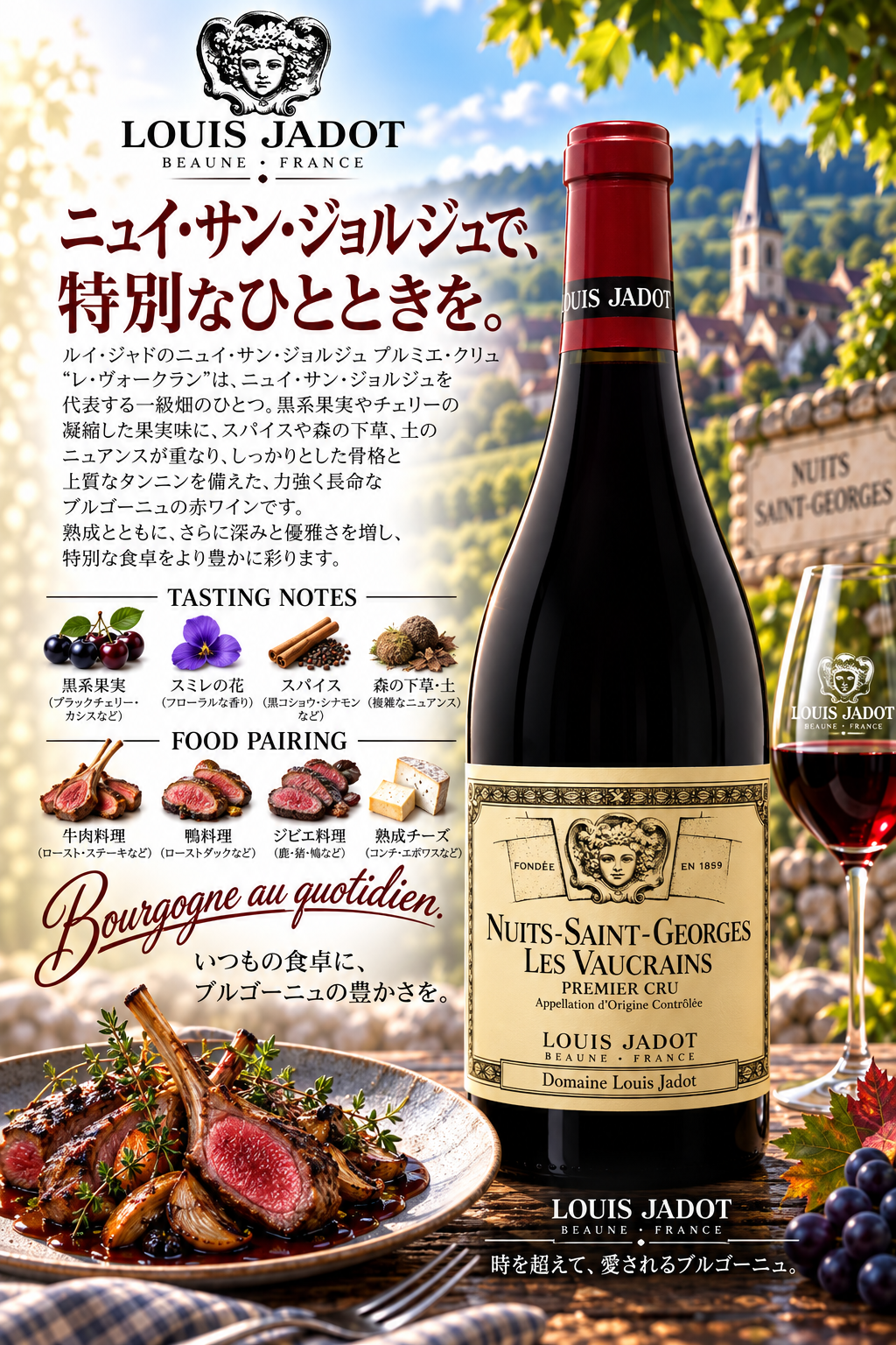 ルイ・ジャド　ニュイ・サン・ジョルジュ　プルミエ・クリュ　レ・ヴォークラン　２０２３　７５０ｍｌ Nuits-Saint-Georges 1er Cru Les Vaucrains