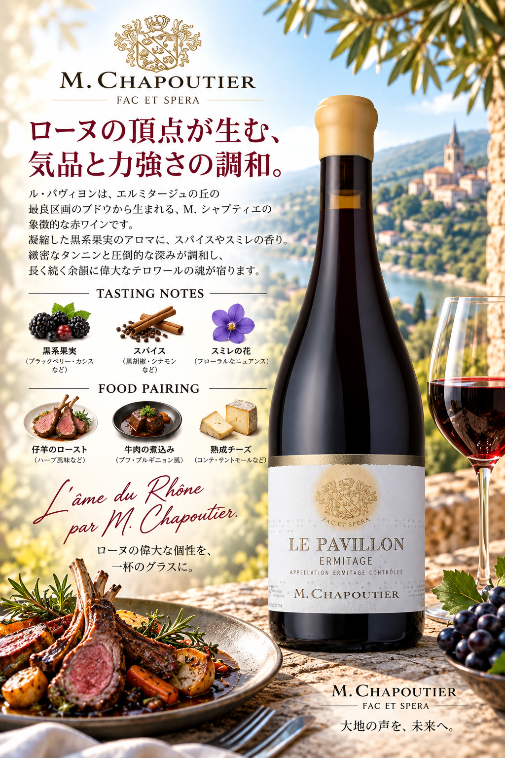 Ｍ．シャプティエ　エルミタージュ　ルージュ　ル・パヴィヨン　２０１９　７５０ｍｌ Ermitage Rouge Le Pavillon