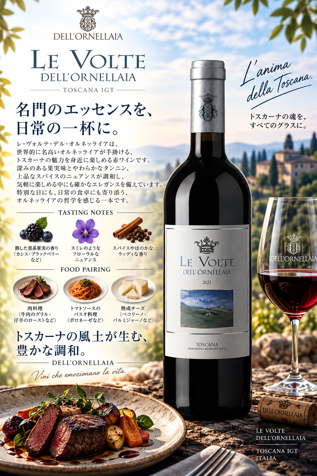 オルネッライア　レ・ヴォルテ・デル・オルネッライア　２０２３　７５０ｍｌ Le Volte dell'Ornellaia