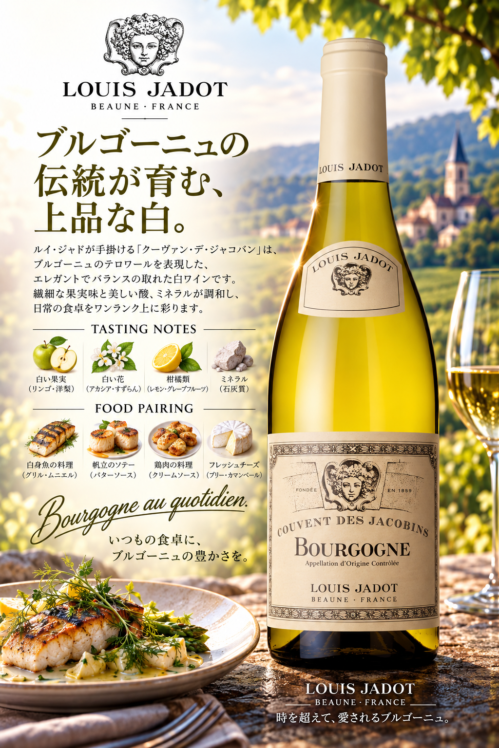 ルイ・ジャド　【業務用専用】ブルゴーニュ　ブラン　クーヴァン・デ・ジャコバン　２０２３　７５０ｍｌ Bourgogne Blanc Couvent des Jacobins