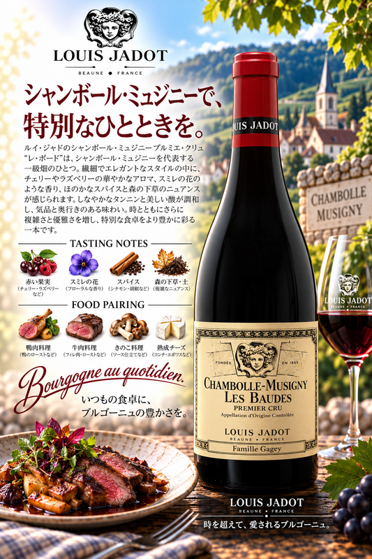 ルイ・ジャド　シャンボール・ミュジニー　プルミエ・クリュ　レ・ボード　ファミーユ・ガジェ　２０２２　７５０ｍｌ Chambolle Musigny 1er Cru Les Baudes Famille Gagey