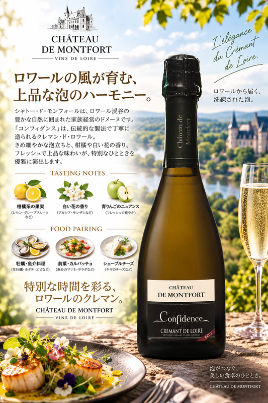 シャトー・ド・モンフォール　クレマン・ド・ロワール　キュヴェ・コンフィデンス　ブリュット２１　２０２１　７５０ｍｌ Cremant de Loire Cuvee Confidence Brut