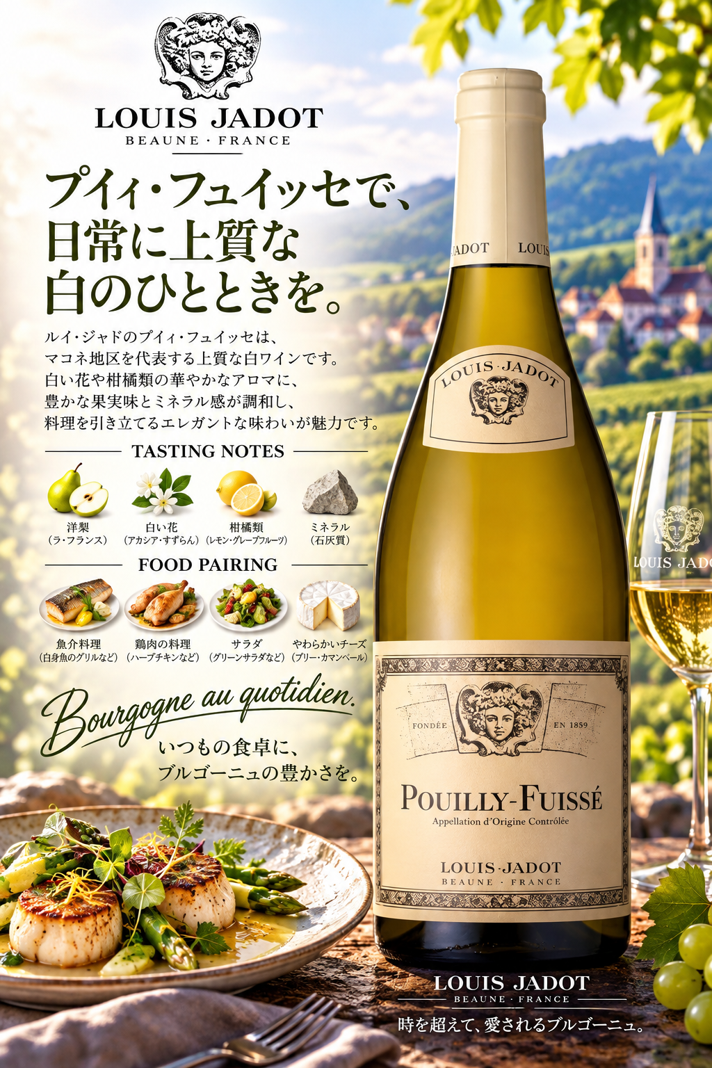 ルイ・ジャド　プイイ・フュイッセ　２０２３　７５０ｍｌ Pouilly Fuisse